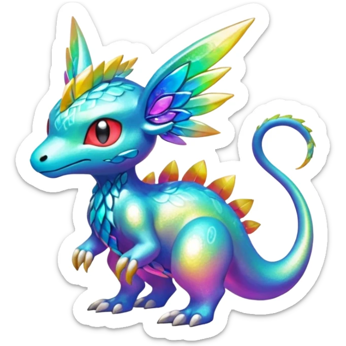 Elemental Exotic Colorful Fantasy Pokémon-Fakémon-hybrid-creature (full body) sticker