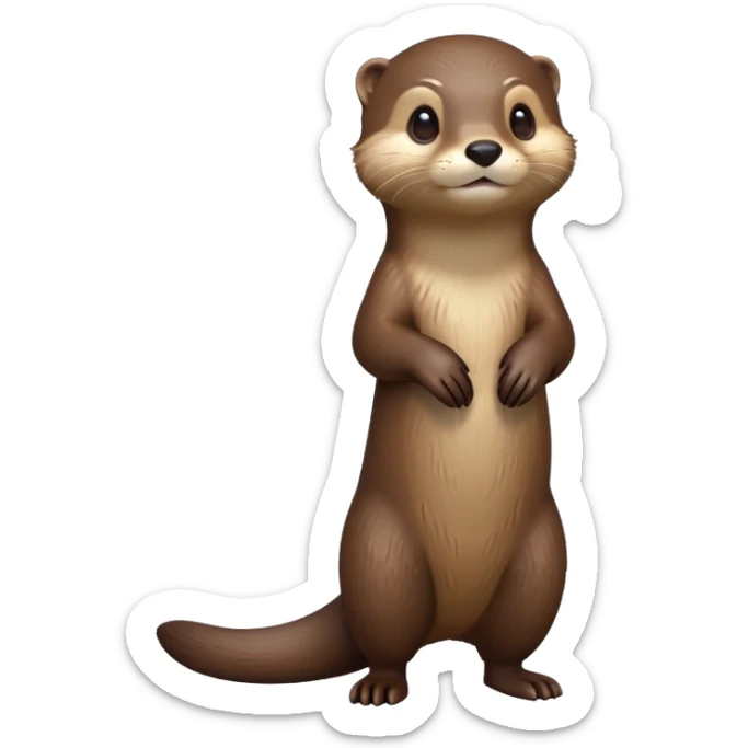 cinematic-noble [otter]-realistic-full-body-standing-emoji,-tail-tucked-close,-head-tilted-dramatically,-sleek-[brown]-fur,-simplified-yet-realistic-focused-features,-highly-detailed,-glowing-with-an-almost-sarcastic-glow  sticker