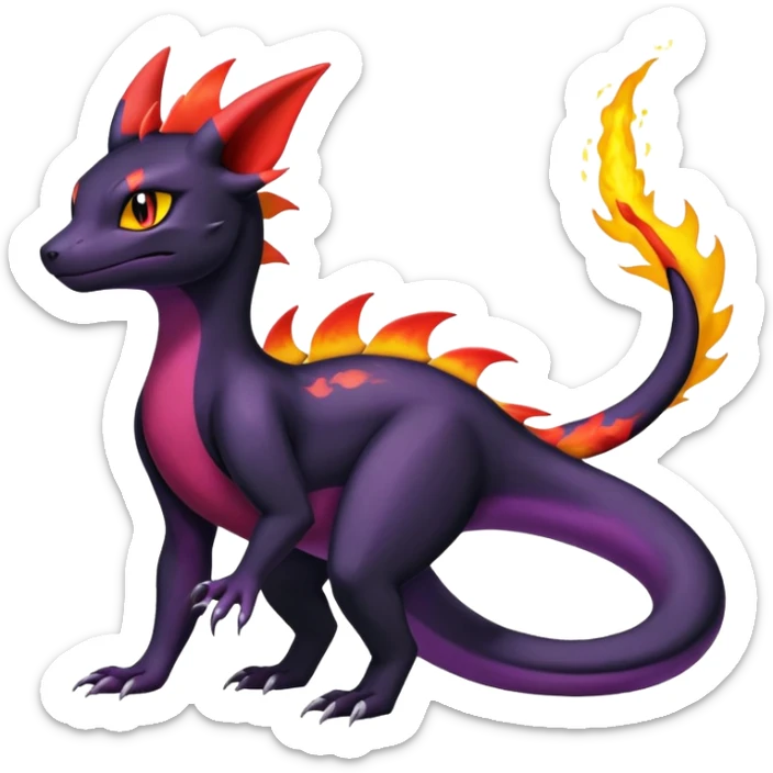 Shiny Salandit-Umbreon-Quilava-Charmeleon-Fakémon-hybrid-creature (full body)  sticker