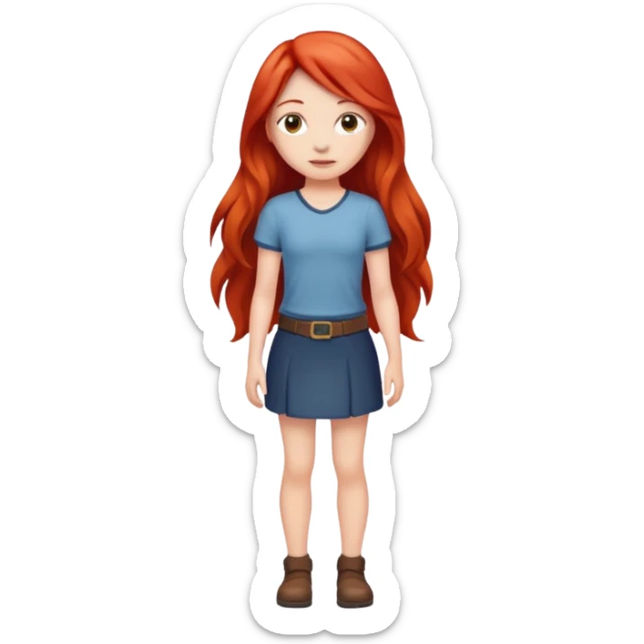 full body of girl standing with long red hair  sticker