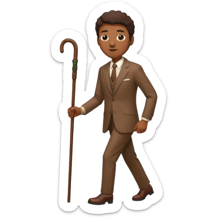 Just give me the clothes like a brown suit and a stick no peron wearing it  sticker