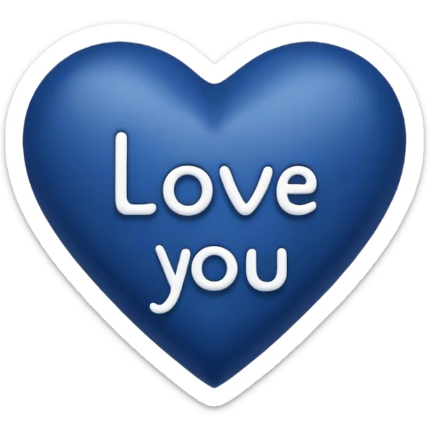 Dark Blue heart with the words Love You Ry in the middle  sticker