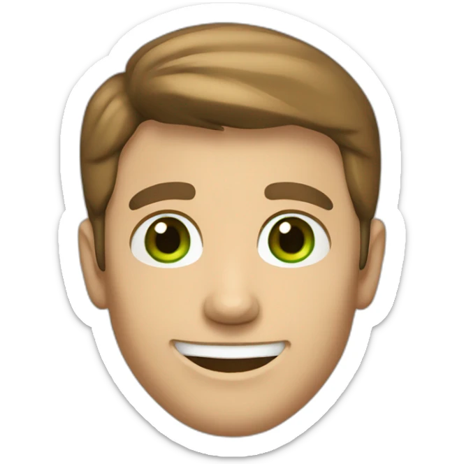 A Caucasian Adult Male, Brown Hair, Green Eyes, Smile, Red Shirt sticker