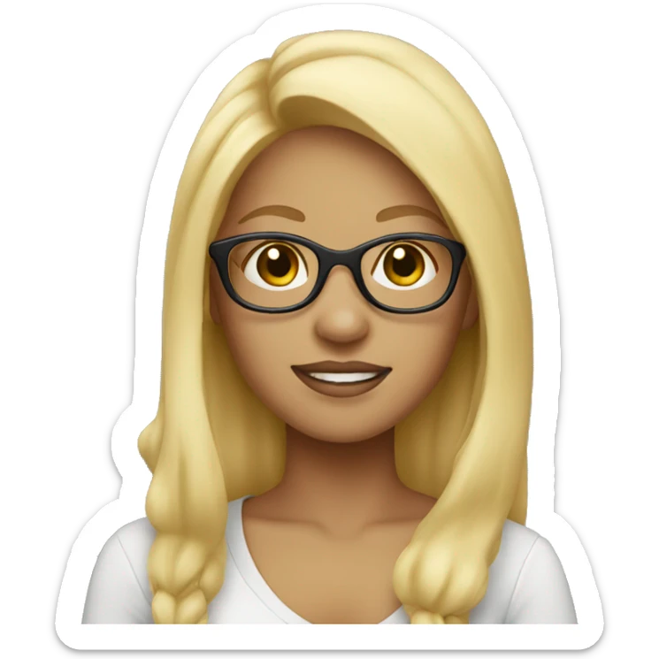 girl with glasses and blonde hair sticker