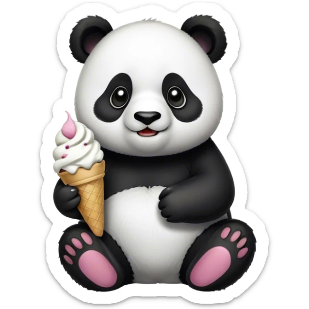 Panda eating ice cream sticker