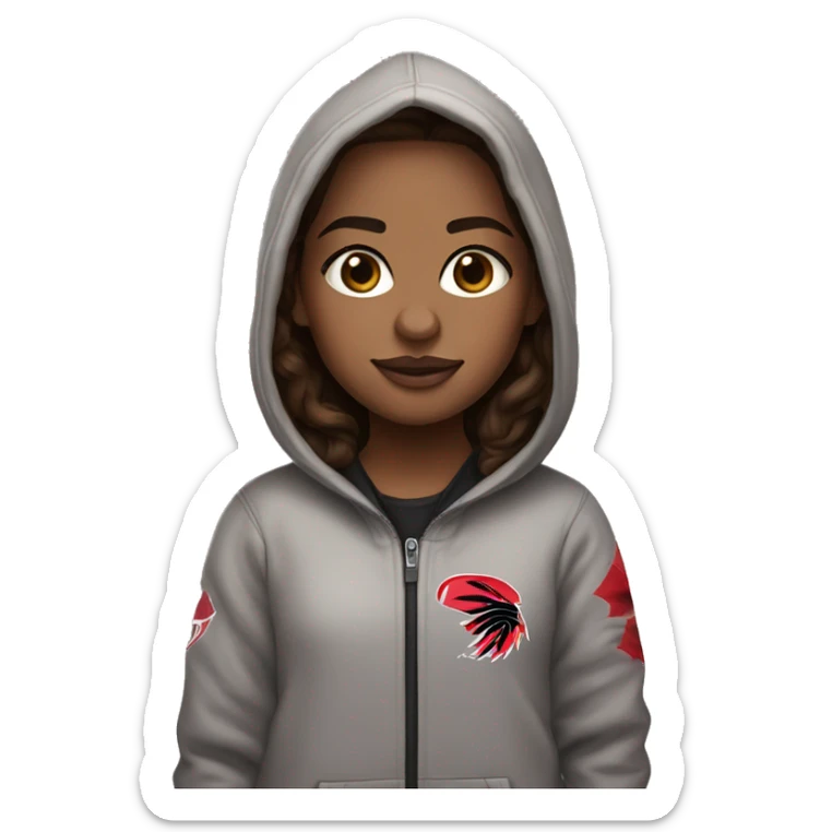 Girl with brown hair, hazel eyes brae and a toronto raptors hoodie sticker