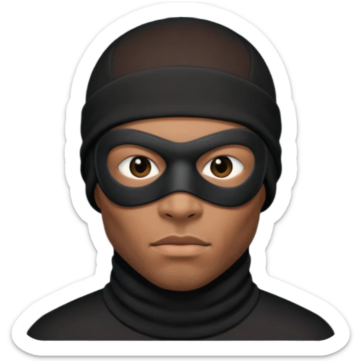smug muscular african male black ski mask wearing guy with no top. wears a full ski mask with only eyes revealed sticker