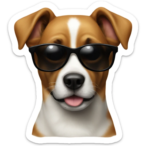 a dog with Sunglasses, this dog is black and it is big and beautiful  sticker