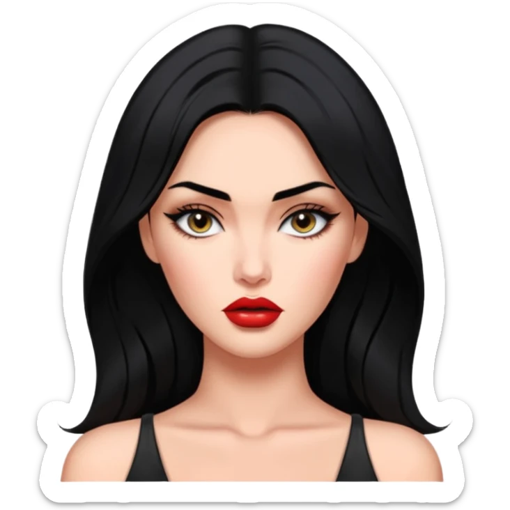 “Emoji girl, femme fatale, black hair. megan fox vibes sticker