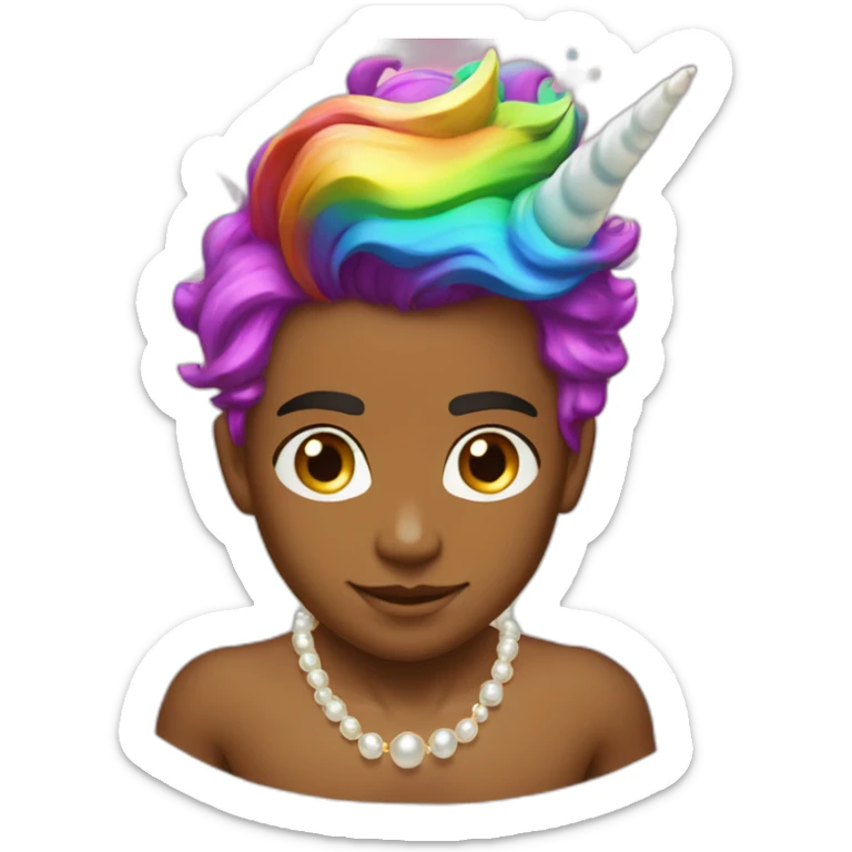 posh-muscle-boy-with-pearl-necklace-and-rainbow-unicorn-hair-in-golden-bathtub sticker