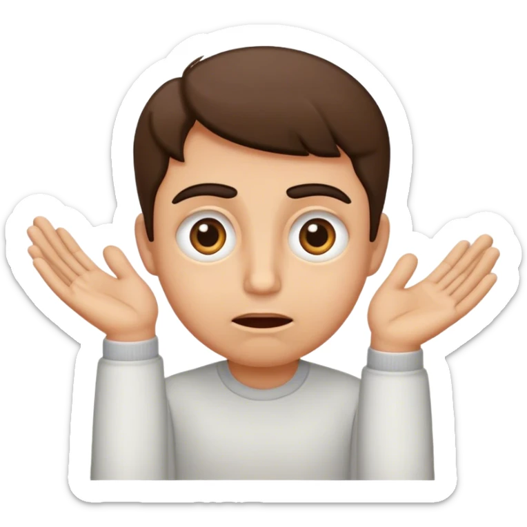 Ojos grandes y temblorosos, 
	•	Cejas levantadas 
	•	Boca entreabierta
	•	Mejillas sonrojadas
	•	Manos juntas  sticker