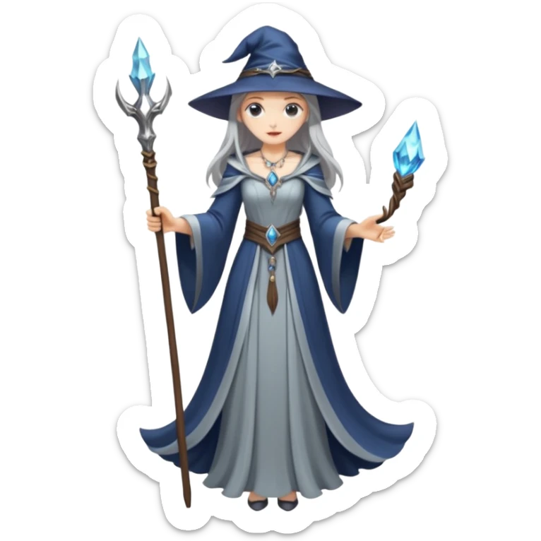 portrait of Elegant sorceress – Long dress, staff





 sticker