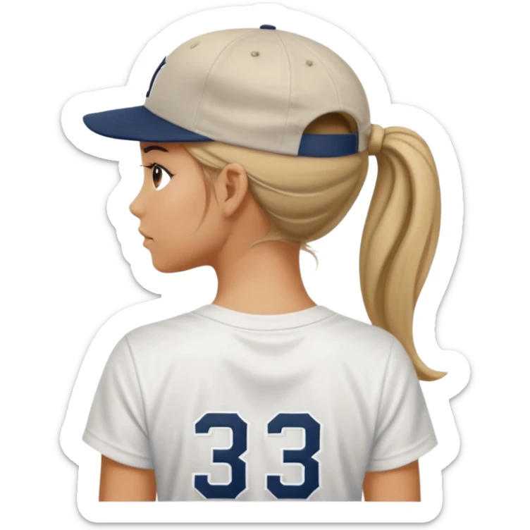 New york yankees hat tan skin girl hair back sticker