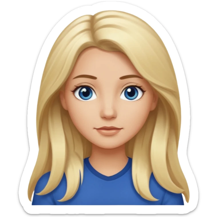 white long blonde hair girl with darker roots in her hair and dark blue eyes that's not really tan but not pale sticker