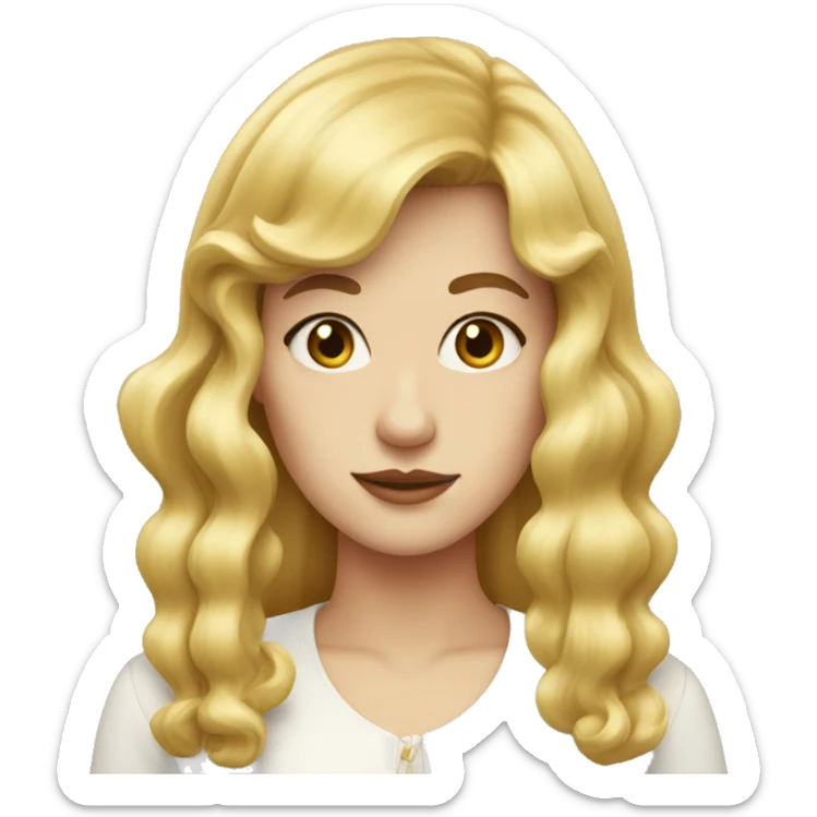 White women with vintage bangs and long golden hair sticker