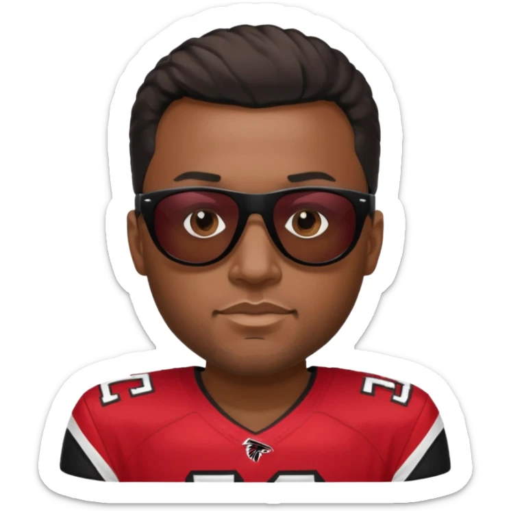 Black man with black sunglasses and in Atlanta falcons jersey sticker