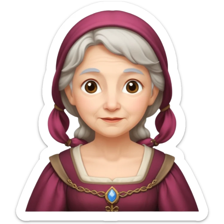 The kind and amiable grandmother in medieval fairy tales sticker