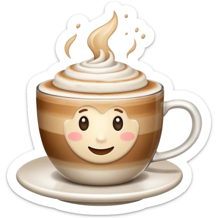 Genera un emoji di un cappuccino senza sorriso con un solo manico senza fiamma sopra sticker