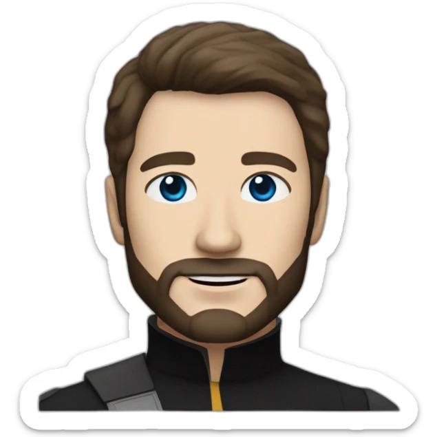 Startrek Handsome white man from Star Trek with Blue eyes and short brown hair and black beard startrek sticker