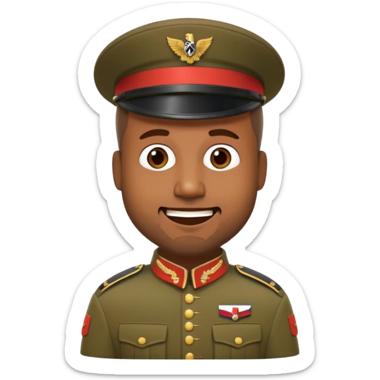 funny emoji of Kanye West in classic German soldier costume sticker