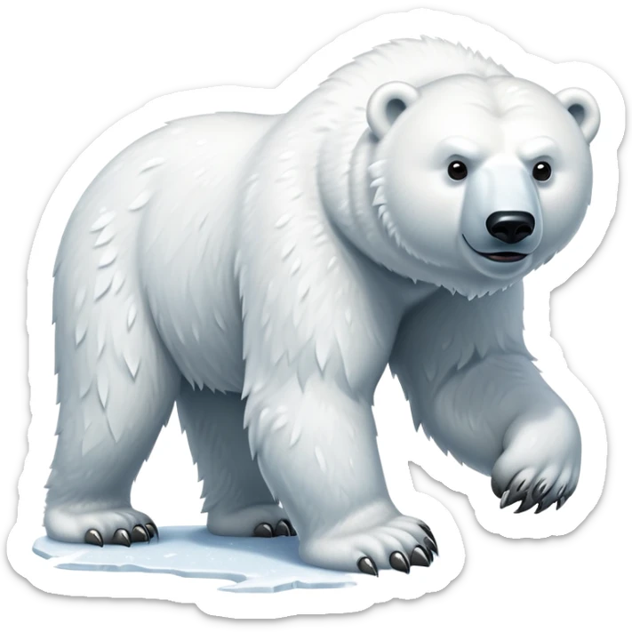 cinematic-polar-bear-realistic-full-body-standing-emoji,-massive-snowy-white-frame-lumbering-across-the-icy-tundra,-powerful-paws-pressing-into-the-frozen-ground,-head-tilted-dramatically,-thick-fur-dusted-with-ice-crystals,-simplified-yet-realistic-focused-features,-highly-detailed,-glowing-with-an-almost-sarcastic-glow

 sticker