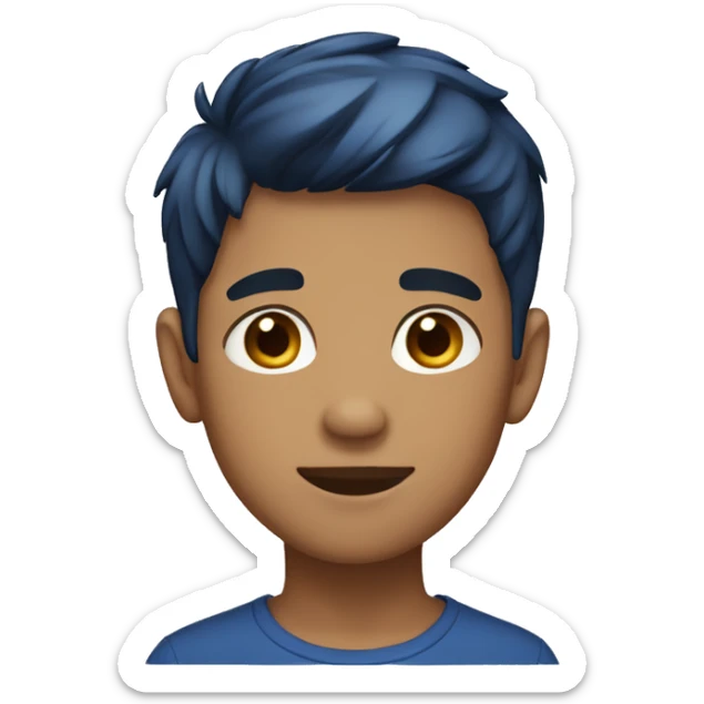 A boy with short hair dark blue hair, caramel skin sticker