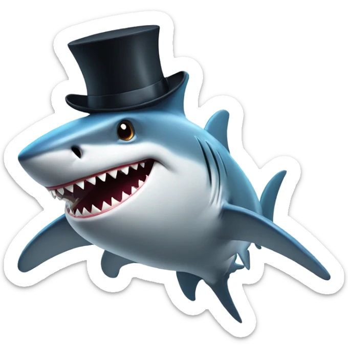 Shark with a top hat sticker