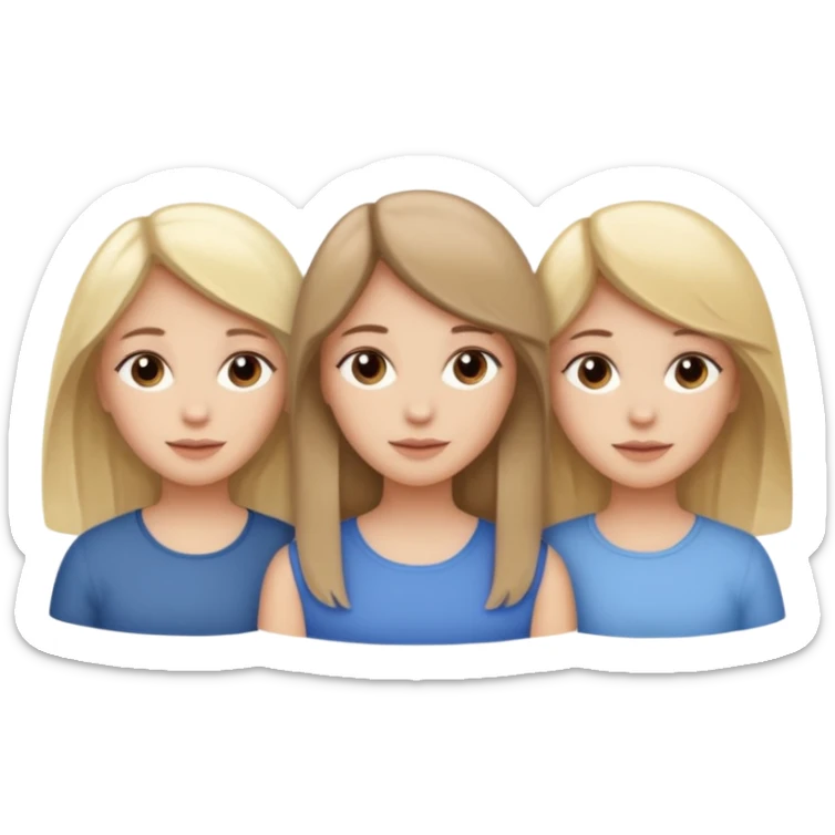 3 sisters - 1 blonde 1 dark brown hair 1 light brown hair sticker