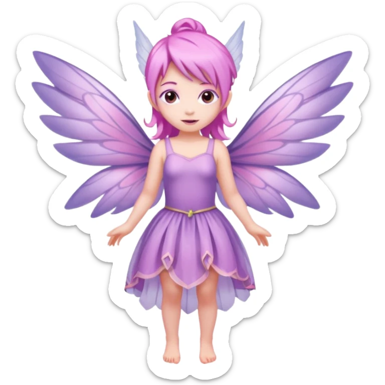 Lilac and pink fairy with wings but you can see her whole body  sticker