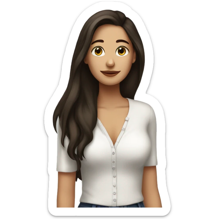 a beautiful, brunette, tall girl dressed to go to bon entendeur concert sticker