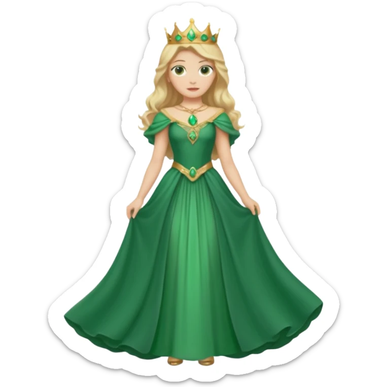 Queen Ozma from the Wizard of Oz with long blonde hair, green eyes and outfit  sticker