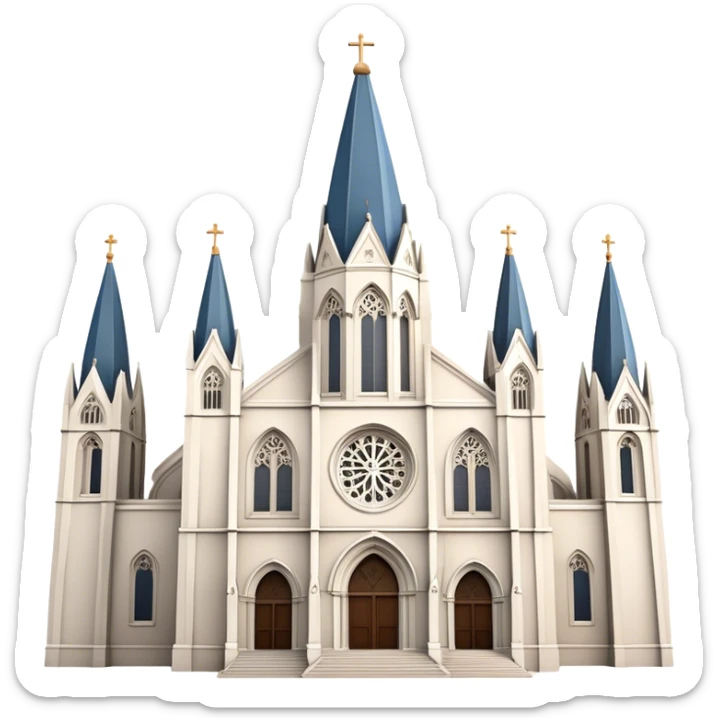 Cinematic Realistic St. Mary's Basilica Landmark Emoji, showcasing the iconic gothic church rendered with lifelike textures and soft, reverent lighting. sticker