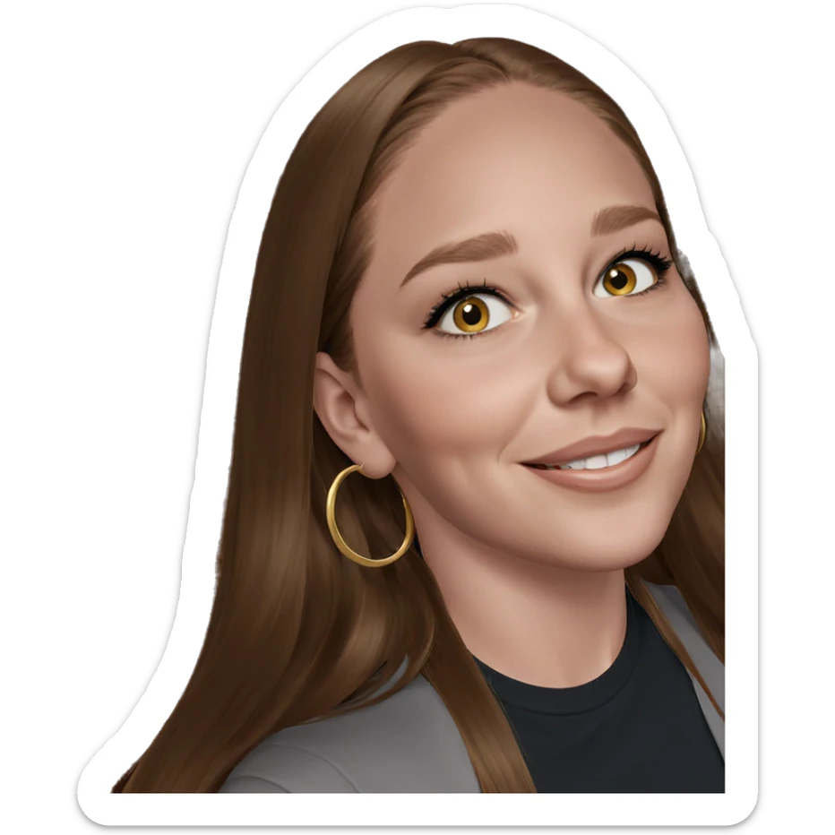 smiling girl with long hair sticker