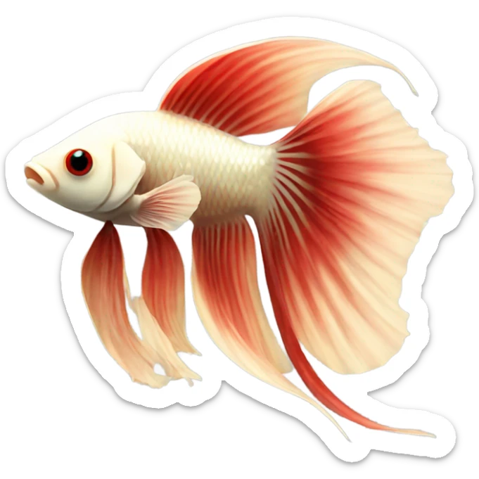 Short fins! Betta fish female with short red fins and a light beige body  sticker
