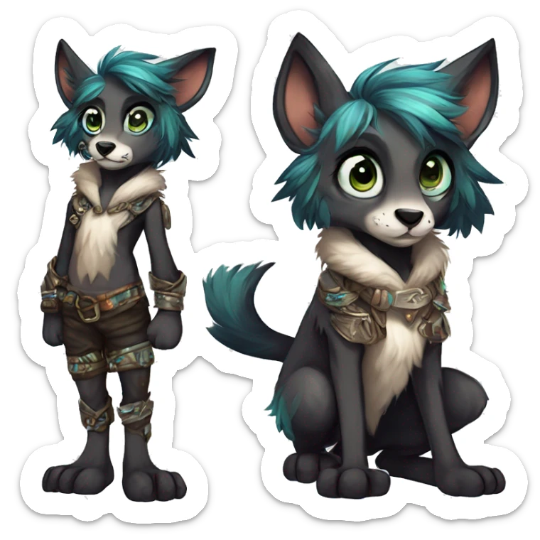 Cool cute Kawaii edgy fantasy animal  fursona Fionbri by griffsnuff & LiLaiRa & Falvie full body sticker