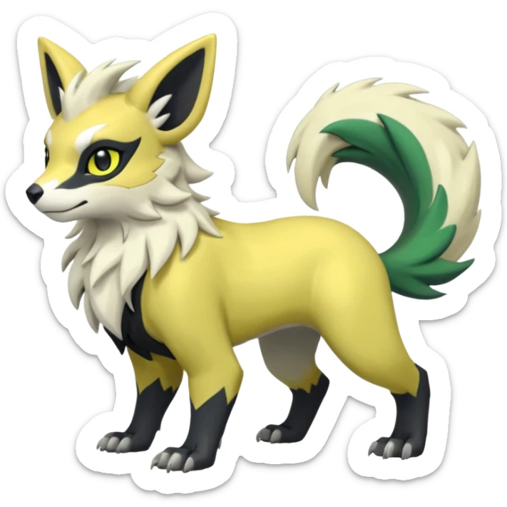 Shiny Golden Yellow Green Black Grey White Linoone-Absol-Trico-Hybrid (Full body) sticker