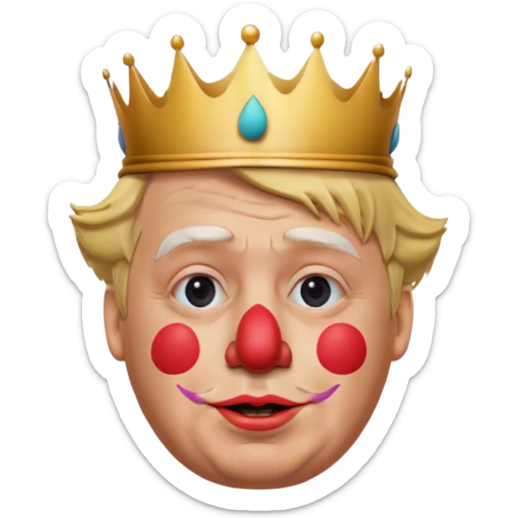 highly detailed, photorealistic face of Donald Trump with a clown nose with a tiny crown no neck or body, face slightly turned to the right. Skin texture, lighting, and facial details should be ultra-realistic, resembling a professional 3D render must look exactly like him. Transparent background.

 sticker