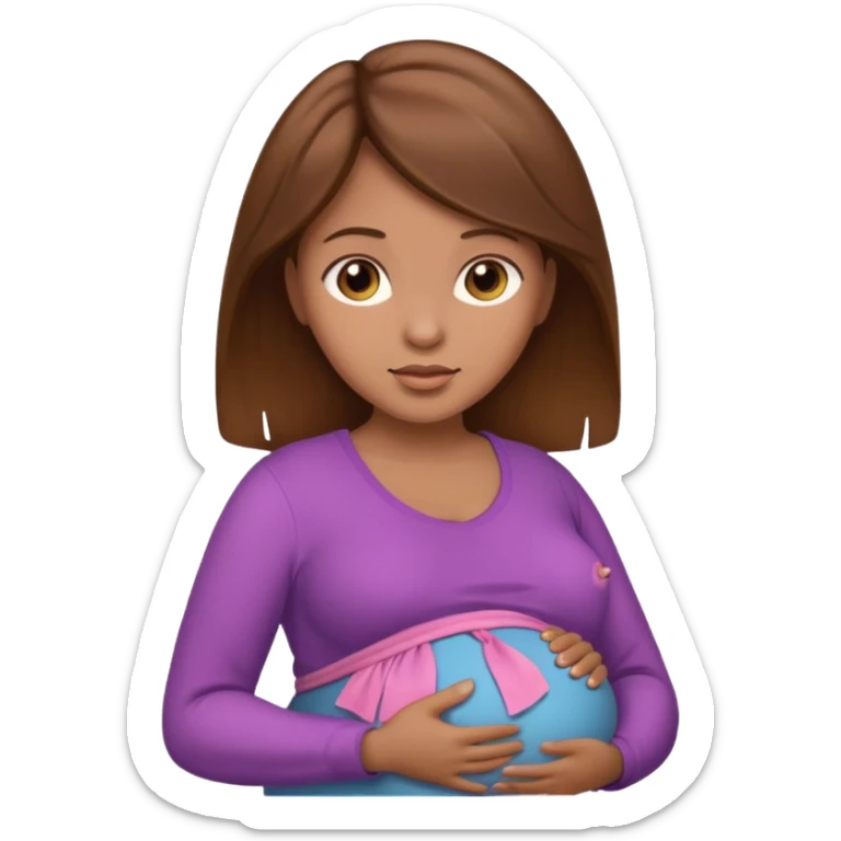 pregnant woman with brown hair and light brown skin sticker