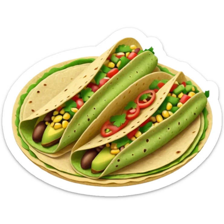 Mexican tacos filled with nopales, beans, and avocado, in soft corn tortillas sticker
