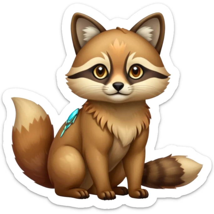 exotic shiny sparkly colorful fantasy-Cacomistle-tanuki-oncilla-caracal-animal-hybrid (full body) sticker