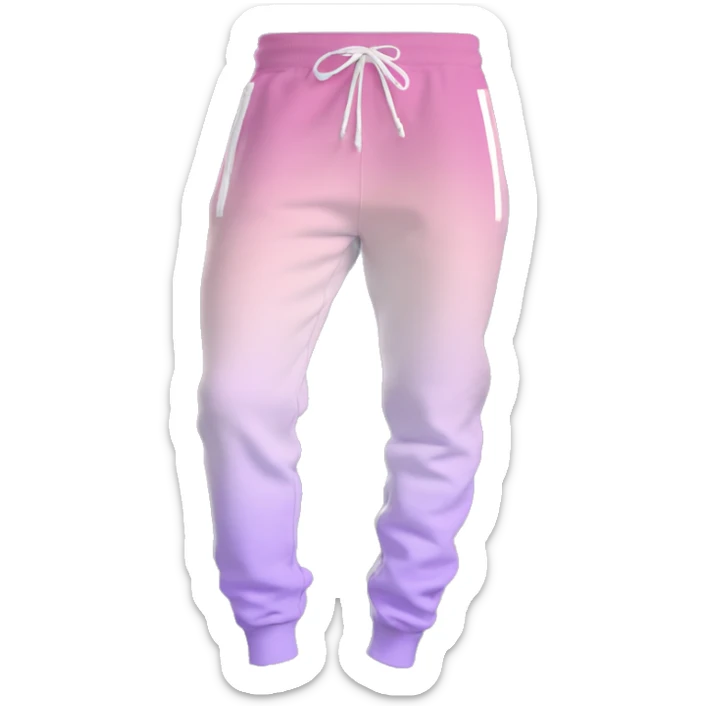 Realistic pair of white,lavender,and rose gold ombre PINK jogger sweat pants. sticker