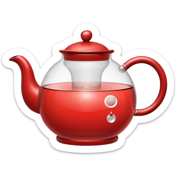 teapot with steam coming out emoji style, similar to dual sword and coffee cup emoji style, moderate red color #c05734 sticker