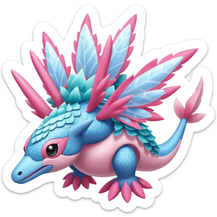 Frilly frilled Finned scaly furry maned Diancie-Palkia-Amaura-Aurorus-Salamence-aesthetic-fusion sticker