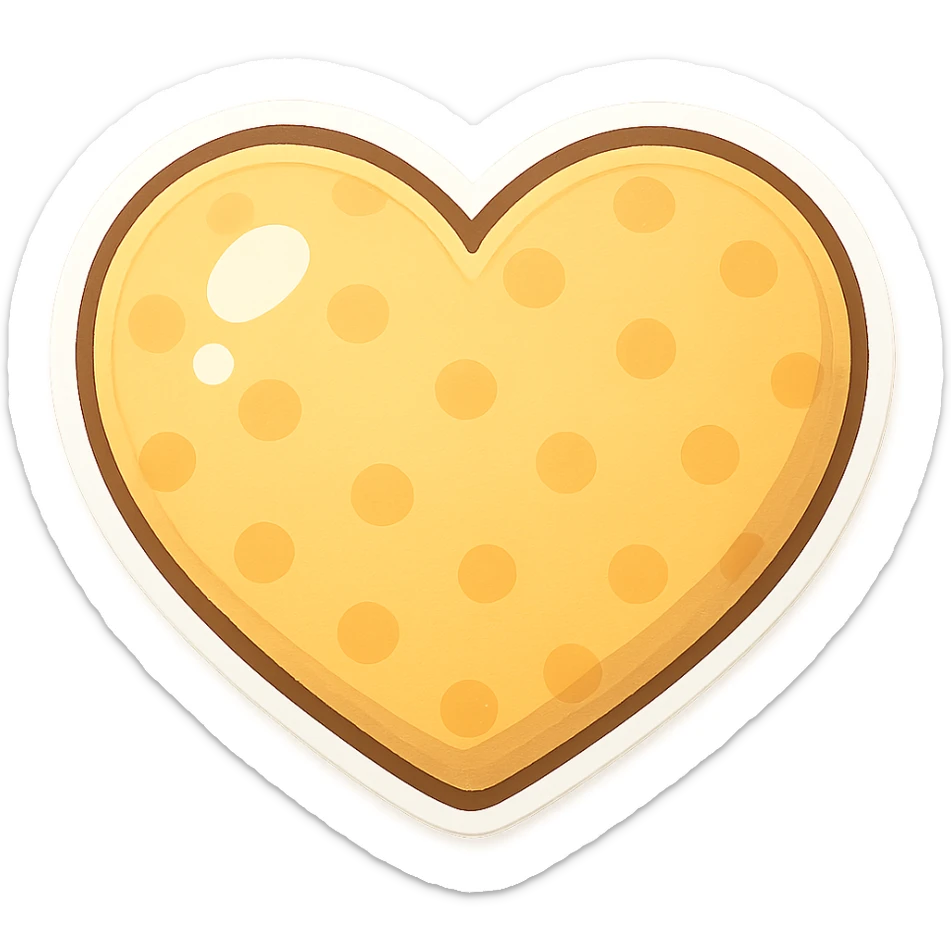 yellow heart with a polka dot pattern sticker