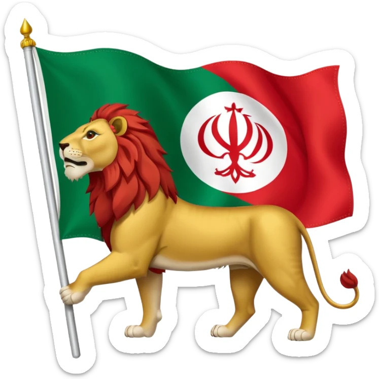Can you make a flag exactly like this 🇮🇷 but insde it i want a sun and lion not that red thing sticker