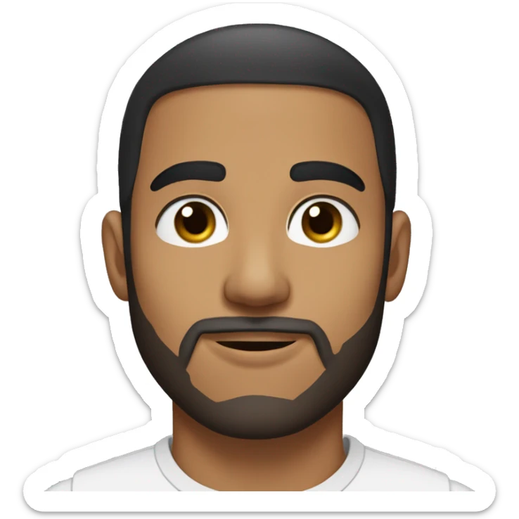 A head and shoulders shot of a 24 year old North African man, with short black hair, with stubble facial hair,   with brown eyes wearing a t-shirt. sticker