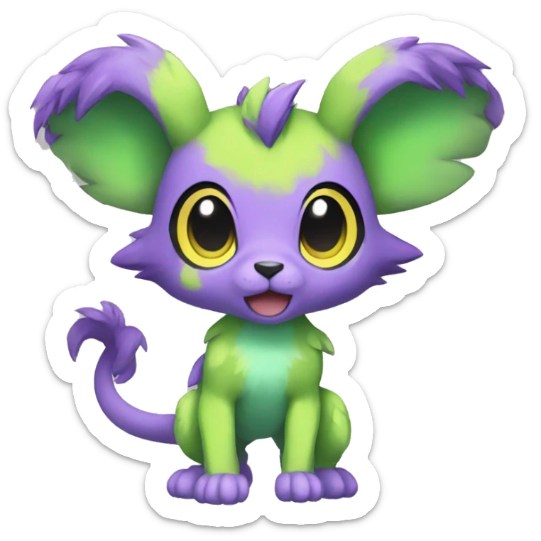 Cute cool green purple yellow animal hybrid Fakemon full body sticker