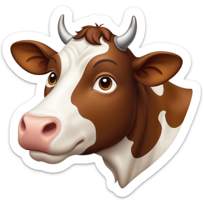 cinematic-noble-brown-and-white-cow-portrait-emoji,-poised-and-regal,-with-a-large,-sturdy-build-and-a-beautifully-patterned-hide-of-rich-brown-accented-by-crisp-white-patches,-deep-set-soulful-brown-eyes,-simplified-yet-sharp-and-sophisticated sticker