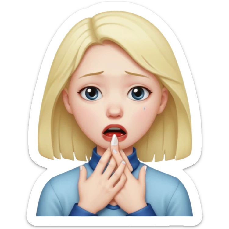 You know that thing were people pretend it choke themselves to signify anoiance. Could you make me an emoji to use. A girl with her hands around her neck  sticker