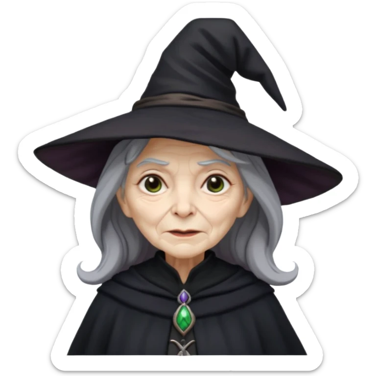 dark old witch with witch hat sticker